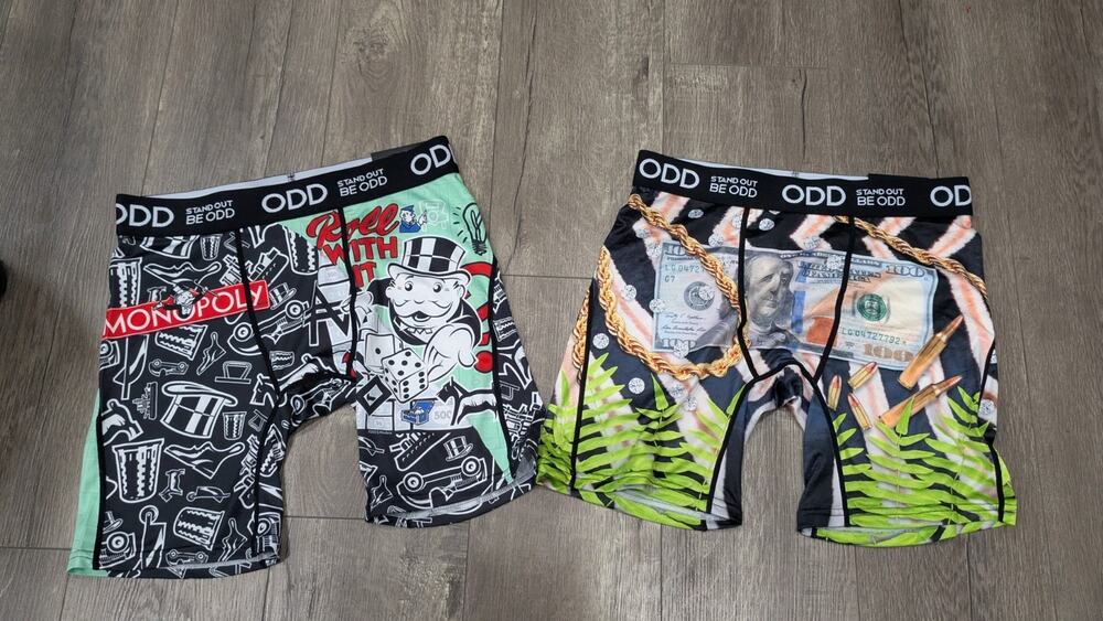 Lot of 2 ODD Soho Boxer Briefs Mens Size Small Monopoly & $100 Bill Money NWT
